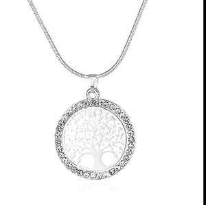 Elegant SILVER Tree of Life crystal cz Necklace adjustible Family Jewelry NEW